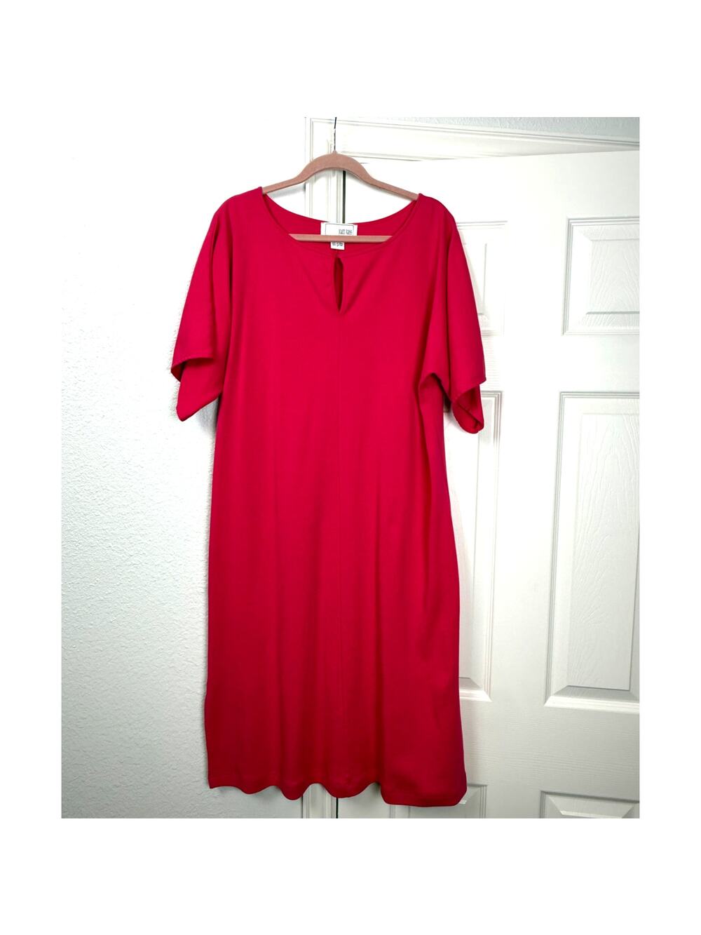 Joan Vass Pink Cotton Midi Dress Large Minimalist Shift